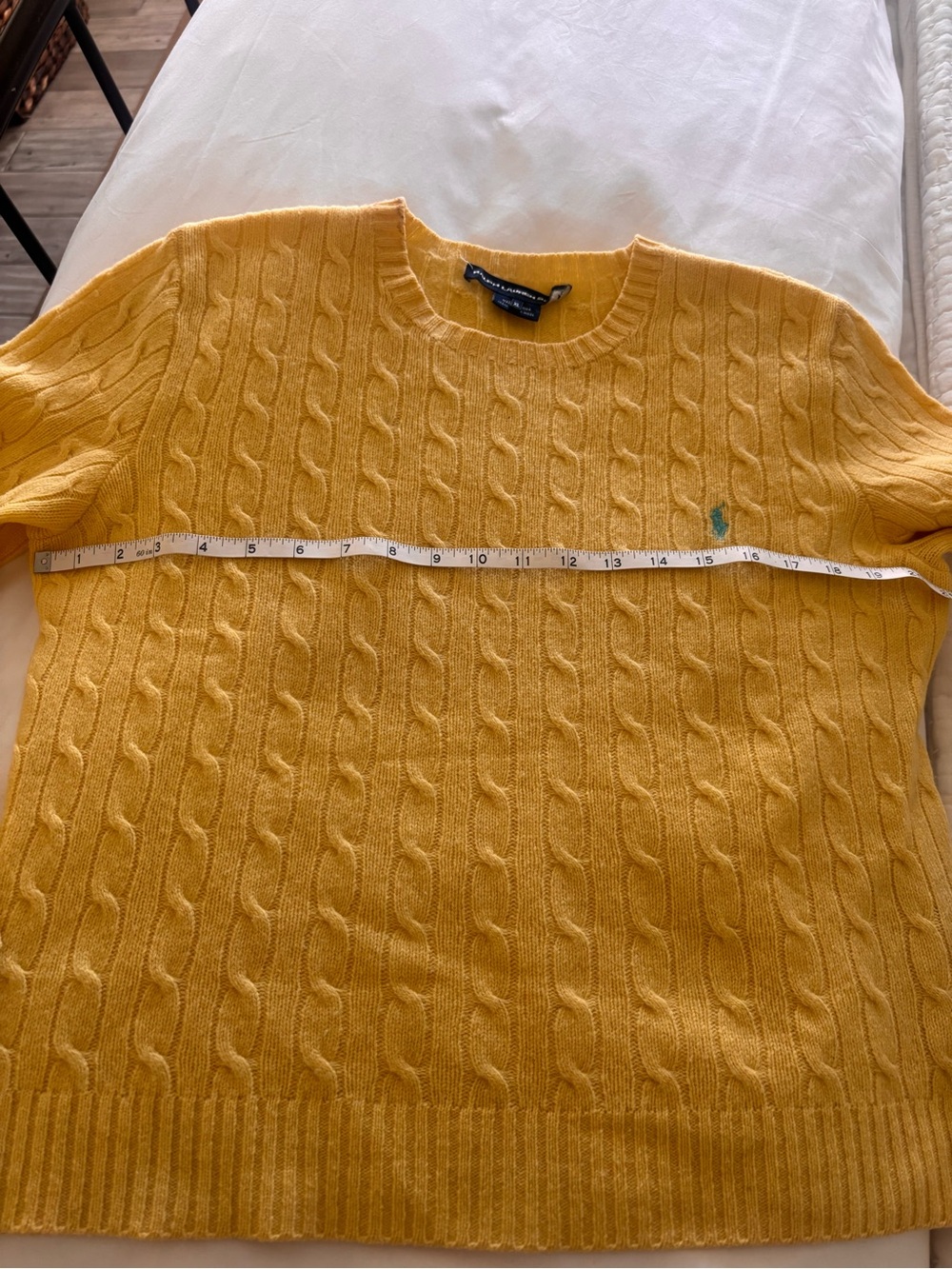 Ralph LaurenCable Knit Wool Sweater in Yellow, size XL